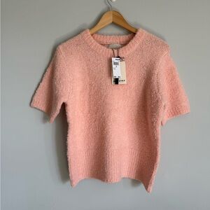NWT INDUSTRY Wool Blend Cozy Pink Short Sleeve Sweater Top